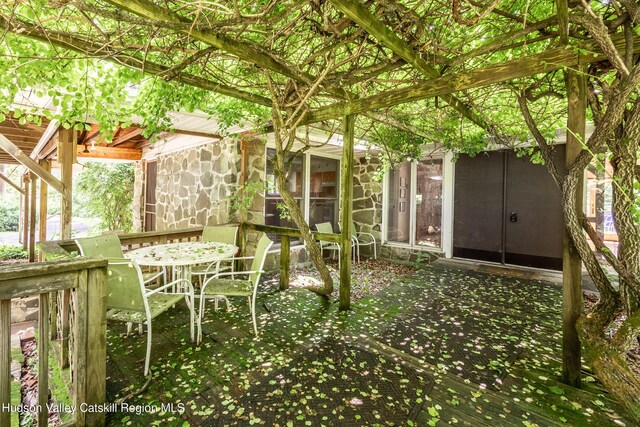 660-668 N Chodikee Lake Rd, Highland, NY 12528 - view of yard with a patio area and outdoor dining area