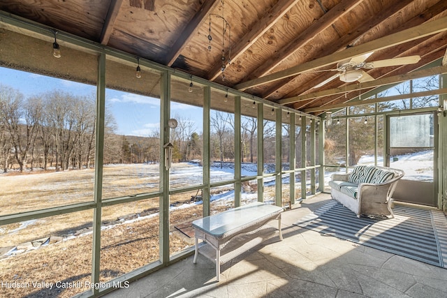 660-668 N Chodikee Lake Rd, Highland, NY 12528 - unfurnished sunroom featuring a ceiling fan and lofted ceiling