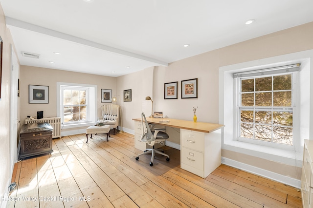 660-668 N Chodikee Lake Rd, Highland, NY 12528 - home office featuring plenty of natural light, light wood-style floors, baseboards, and recessed lighting