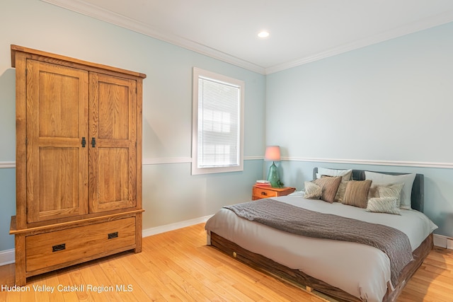 208 Paul Saxe Rd, Catskill, NY 12414 - bedroom featuring crown molding, light wood-type flooring, and recessed lighting