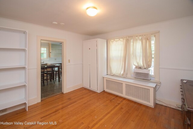 38 Plattekill Ave, New Paltz, NY 12561 - unfurnished room with radiator, light wood-type flooring, and cooling unit