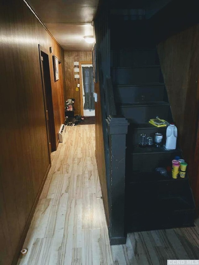 1644 Rte 9, Stuyvesant, NY 12173 - hall with light wood finished floors and wooden walls