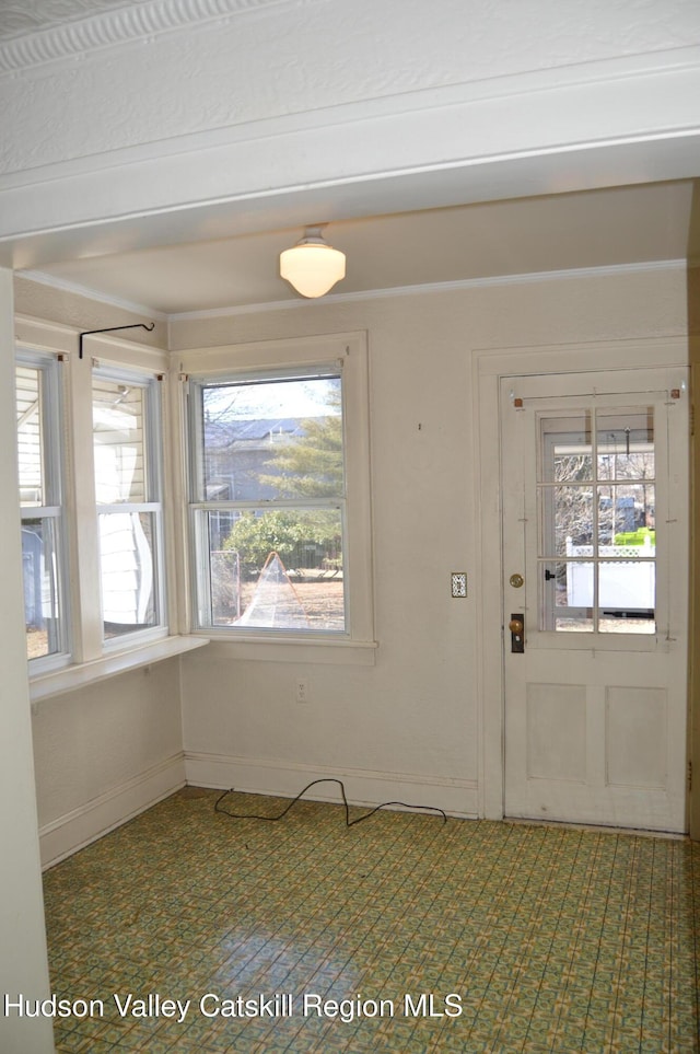 foyer featuring a healthy amount of sunlight and baseboards