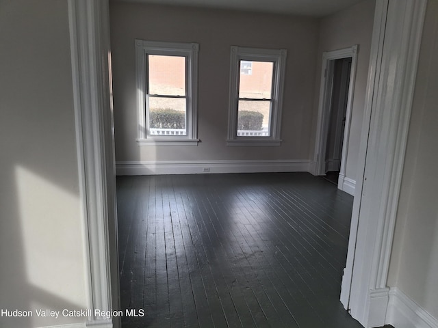 spare room featuring dark wood-type flooring