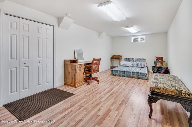 825 County Route 403, Greenville, NY 12083 - bedroom with light wood-style floors, a closet, and baseboards