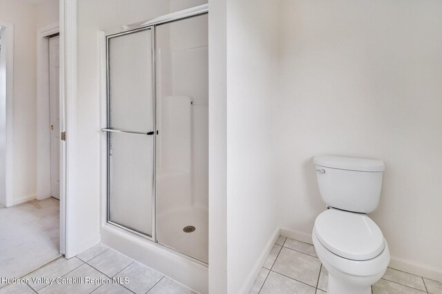 825 County Route 403, Greenville, NY 12083 - full bathroom with a shower stall, toilet, baseboards, and tile patterned flooring