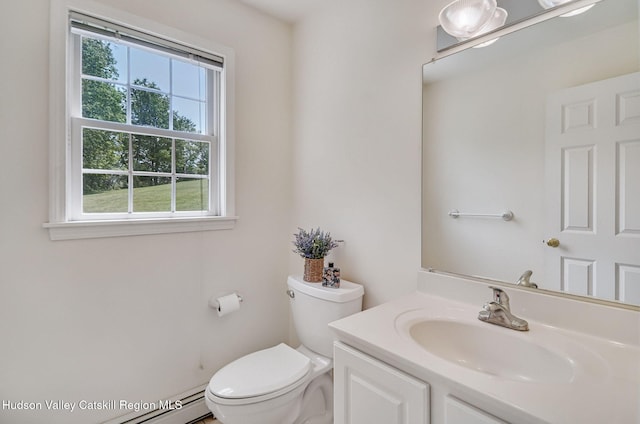 825 County Route 403, Greenville, NY 12083 - half bathroom featuring toilet, baseboard heating, and vanity