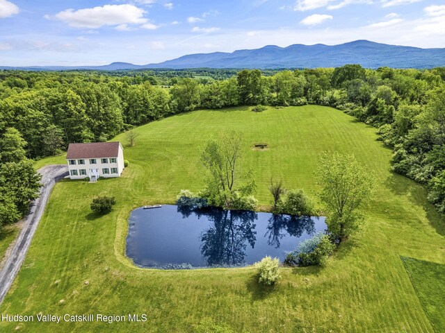 825 County Route 403, Greenville, NY 12083 - aerial view of property and surrounding area featuring a water and mountain view