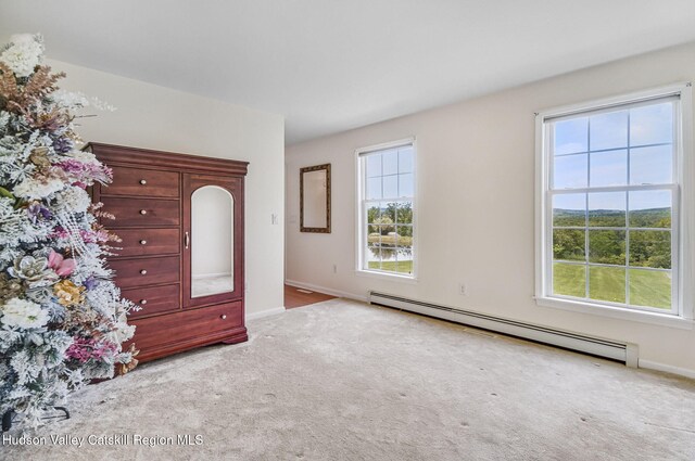 825 County Route 403, Greenville, NY 12083 - unfurnished bedroom featuring baseboard heating, carpet, and baseboards