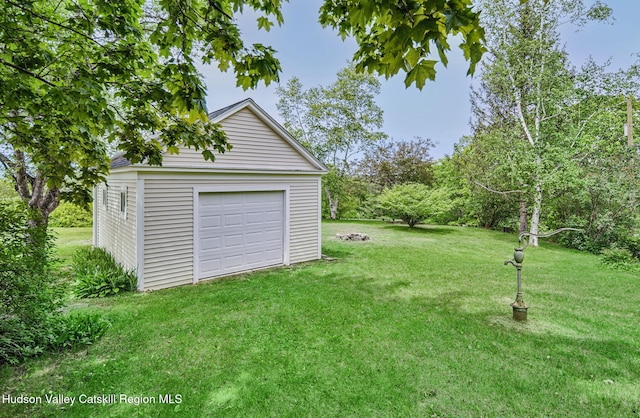 825 County Route 403, Greenville, NY 12083 - view of green lawn featuring a detached garage and an outbuilding