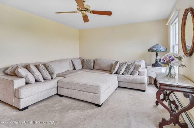 825 County Route 403, Greenville, NY 12083 - living room featuring a ceiling fan and carpet flooring