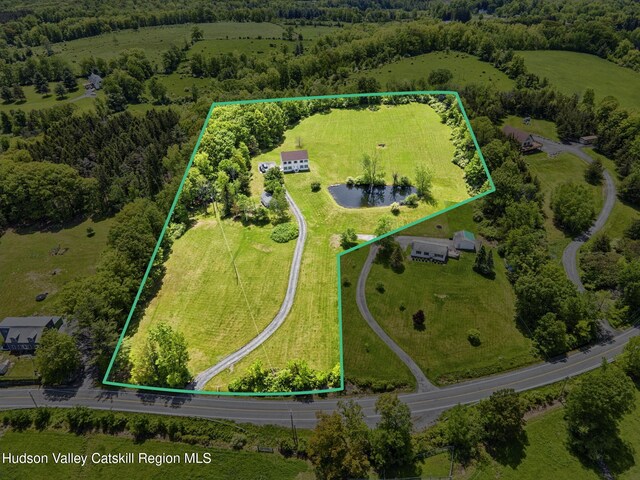 825 County Route 403, Greenville, NY 12083 - aerial view of sparsely populated area featuring property parcel outlined
