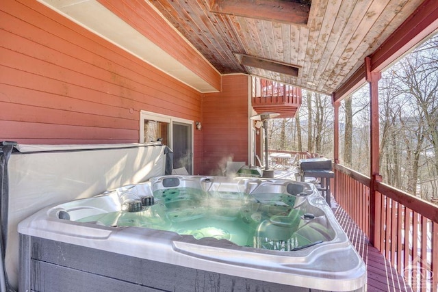 220 Botti Dr, Hunter, NY 12442 - wooden terrace featuring a hot tub