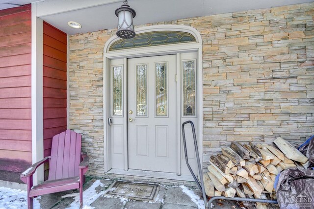 220 Botti Dr, Hunter, NY 12442 - entrance to property featuring stone siding