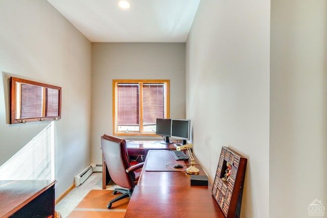 220 Botti Dr, Hunter, NY 12442 - office with a baseboard heating unit, recessed lighting, and baseboards