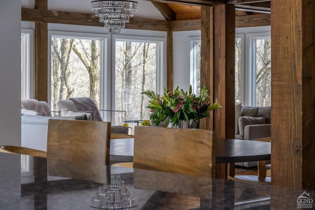 dining area with a chandelier