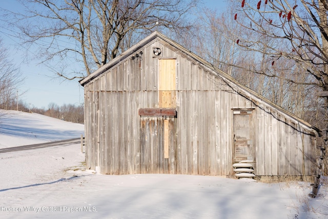 view of snow covered structure