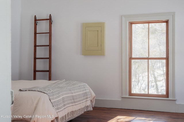 bedroom featuring dark hardwood / wood-style floors