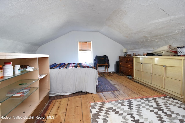 38 Emerick St, Kingston, NY 12401 - bedroom featuring light wood-style flooring, vaulted ceiling, and a textured ceiling
