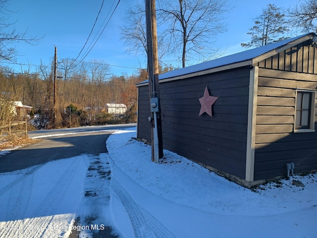 view of snow covered exterior