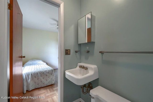 996 Dominican Ln, Saugerties, NY 12477 - half bathroom with a ceiling fan and a sink