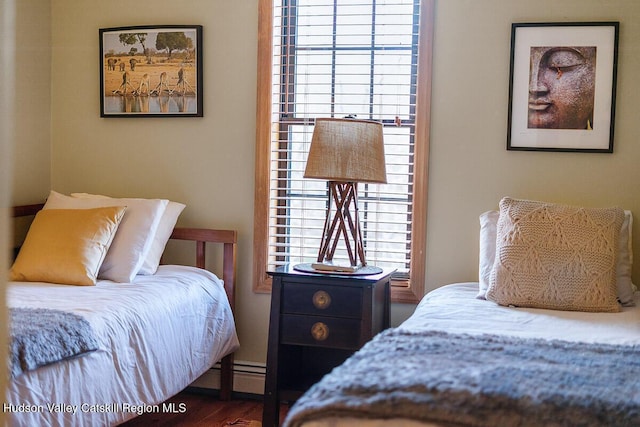 bedroom featuring hardwood / wood-style floors and multiple windows