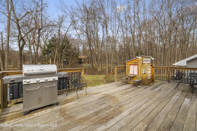 deck featuring area for grilling