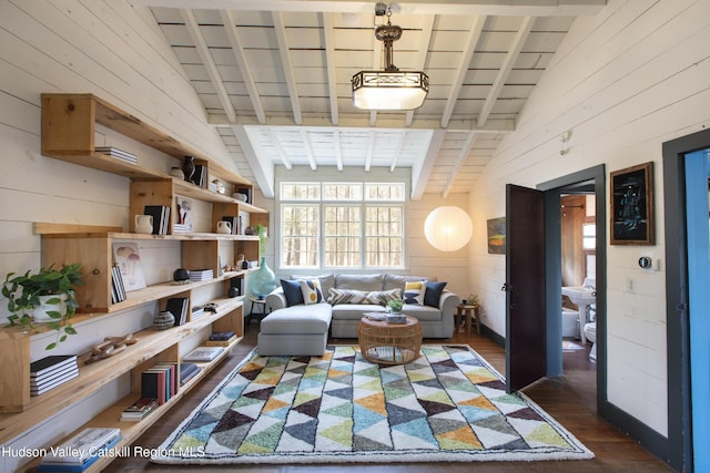 18 Striebel Rd, Woodstock, NY 12498 - living room with wood walls and dark wood-type flooring