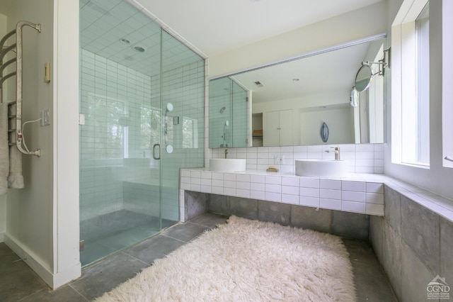 5015 Crow Hill Rd, Austerlitz, NY 12165 - full bath featuring a stall shower, tasteful backsplash, and double vanity