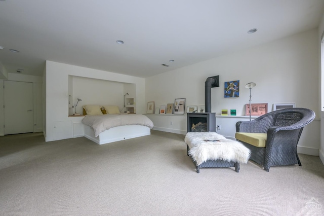 5015 Crow Hill Rd, Austerlitz, NY 12165 - bedroom with carpet and a wood stove