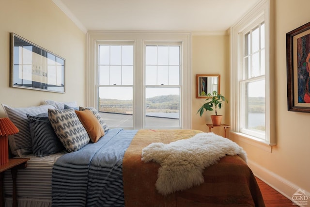 152 William St, Catskill, NY 12414 - bedroom with baseboards, ornamental molding, and wood finished floors