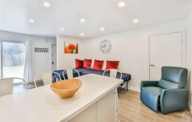 59 Scribner Hollow Rd # B-2, Hunter, NY 12442 - dining room featuring recessed lighting, light wood-style flooring, and baseboards