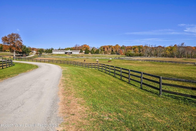 view of street with a rural view