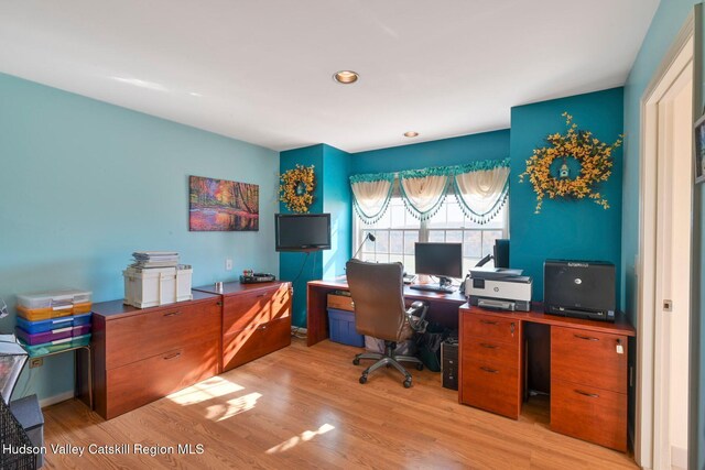 sitting room featuring light hardwood / wood-style flooring