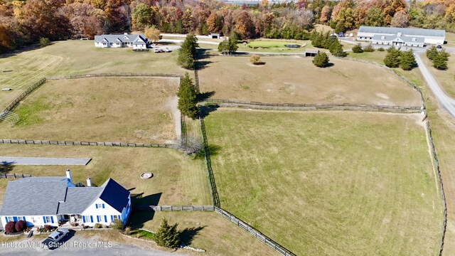 aerial view featuring a rural view