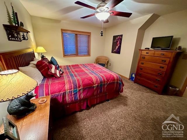 274 Brooksburgh Rd Unit 10, Windham, NY 12496 - carpeted bedroom featuring a ceiling fan