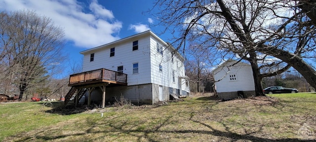 2457 State Route 82, Ancram, NY 12502 - rear view of property with stairs, a deck, and a lawn