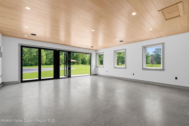 1248 Albany Post Rd, Gardiner, NY 12525 - unfurnished room featuring wooden ceiling, concrete flooring, recessed lighting, and baseboards