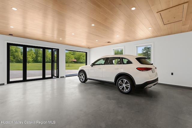 1248 Albany Post Rd, Gardiner, NY 12525 - garage featuring wood ceiling, recessed lighting, and baseboards