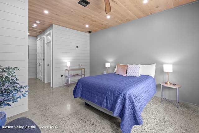 1248 Albany Post Rd, Gardiner, NY 12525 - bedroom with wooden ceiling, recessed lighting, speckle patterned floor, and baseboards