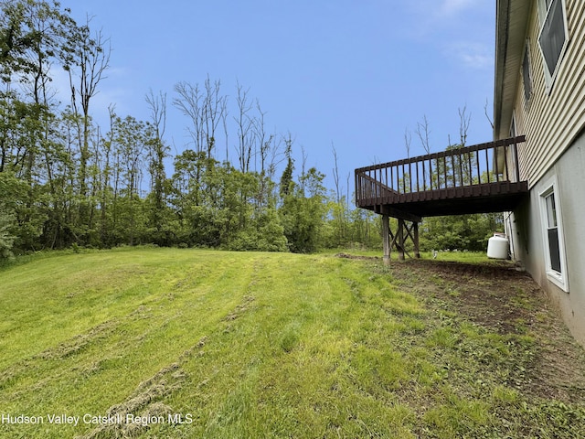 117 Sparling Rd, Saugerties, NY 12477 - view of green lawn featuring a wooden deck