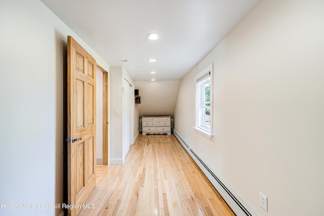 2-6 Old Firehouse Rd, Plattekill, NY 12568 - hall with light wood finished floors, recessed lighting, and baseboard heating