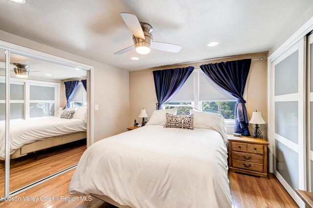 2-6 Old Firehouse Rd, Plattekill, NY 12568 - bedroom featuring light wood finished floors, ceiling fan, and recessed lighting