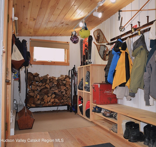 100 Clear Spring Ln, Fleischmanns, NY 12406 - mudroom with wood finished floors and wood ceiling