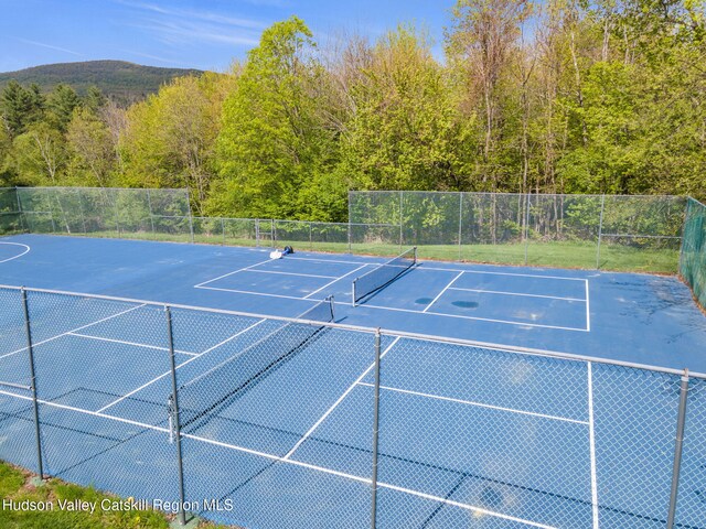 11 Quads Way, Windham, NY 12496 - view of tennis court featuring a forest view and community basketball court