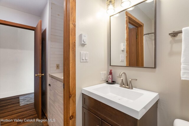 11 Quads Way, Windham, NY 12496 - bathroom featuring vanity, wood finished floors, and toilet