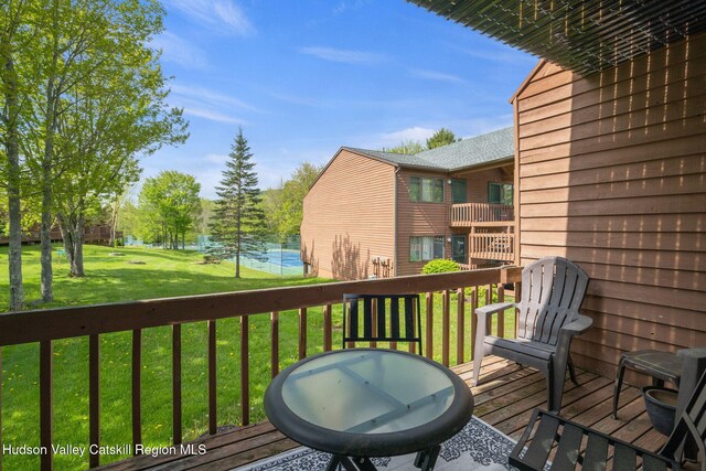 11 Quads Way, Windham, NY 12496 - wooden deck with a yard and a water view