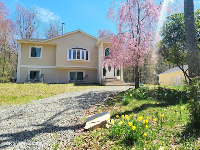 view of front of home featuring a front yard