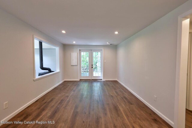 534 Rte 145, Cairo, NY 12413 - empty room featuring dark wood-type flooring, baseboards, french doors, and recessed lighting