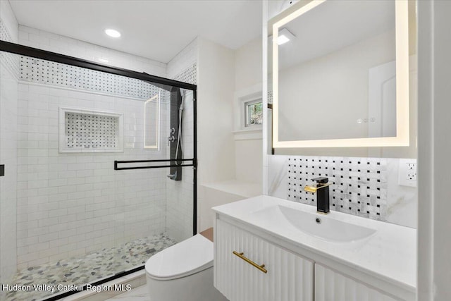 603-607 Old Stage Rd, Saugerties, NY 12477 - full bathroom featuring vanity, a shower stall, and toilet